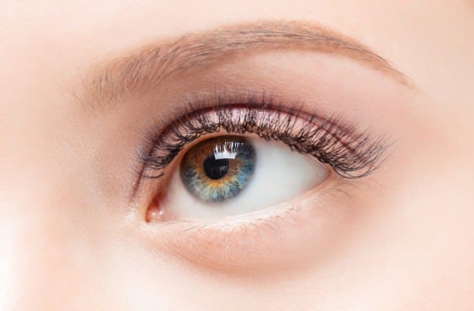 Close-up view of an eye with central heterochromia.
